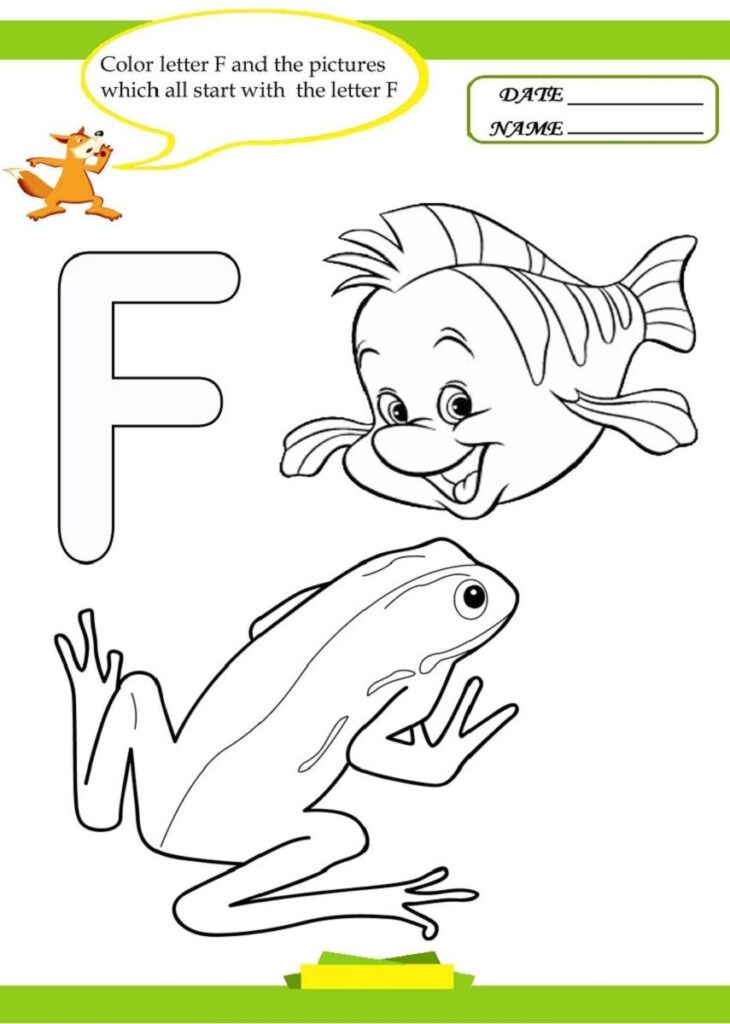 Letter F Worksheet For Preschool And Kindergarten Activity Shelter Letter F Alphabet Coloring Pages Kindergarten Worksheets