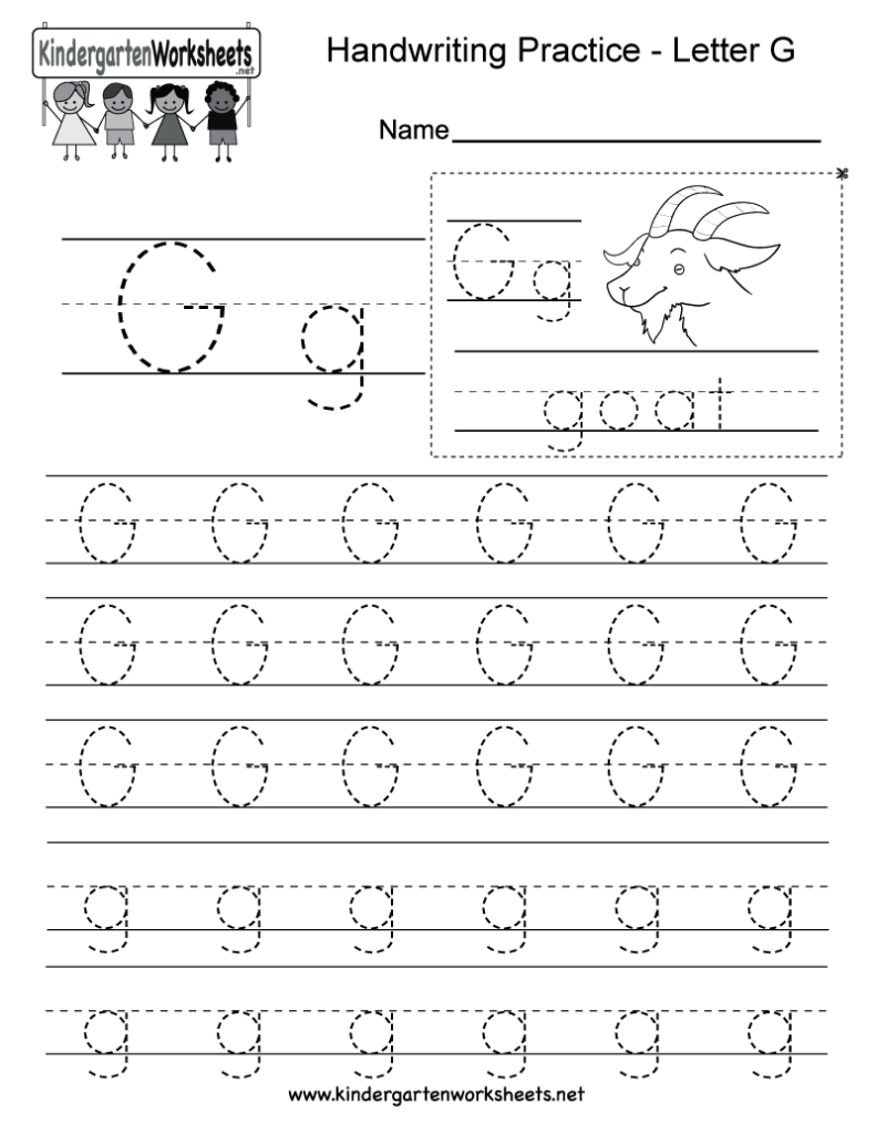 Letter G Writing Practice Worksheet Free Kindergarten English Worksheet For Kids