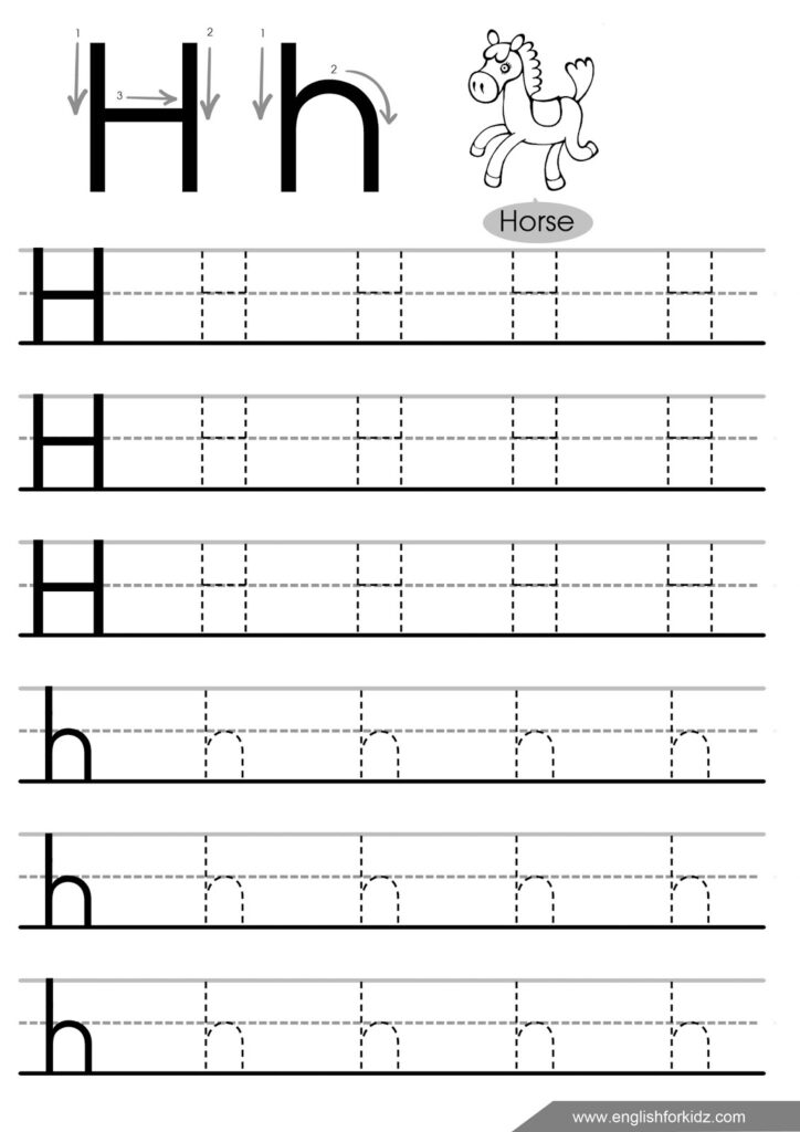 Letter H Tracing Worksheets Preschool