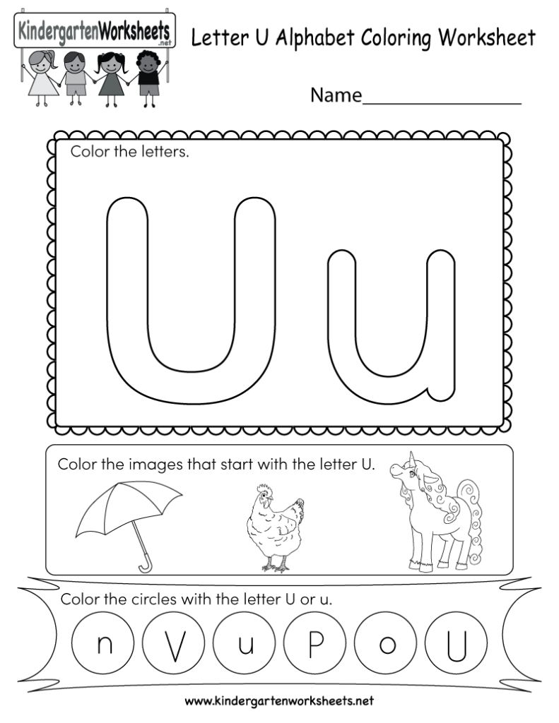 Letter U Coloring Worksheet Free Kindergarten English Worksheet For Kids