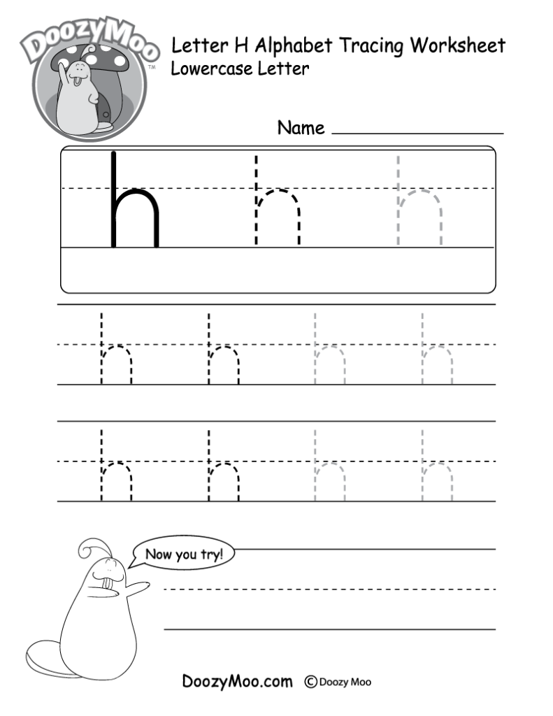 Lowercase Letter h Tracing Worksheet Doozy Moo