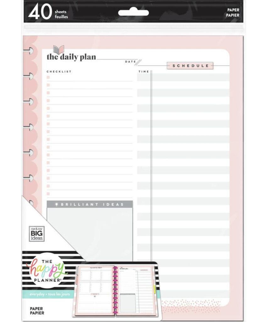MAMBI Happy Planner BIG Filler Paper Hourly Schedule Checklist Suzy Stick It