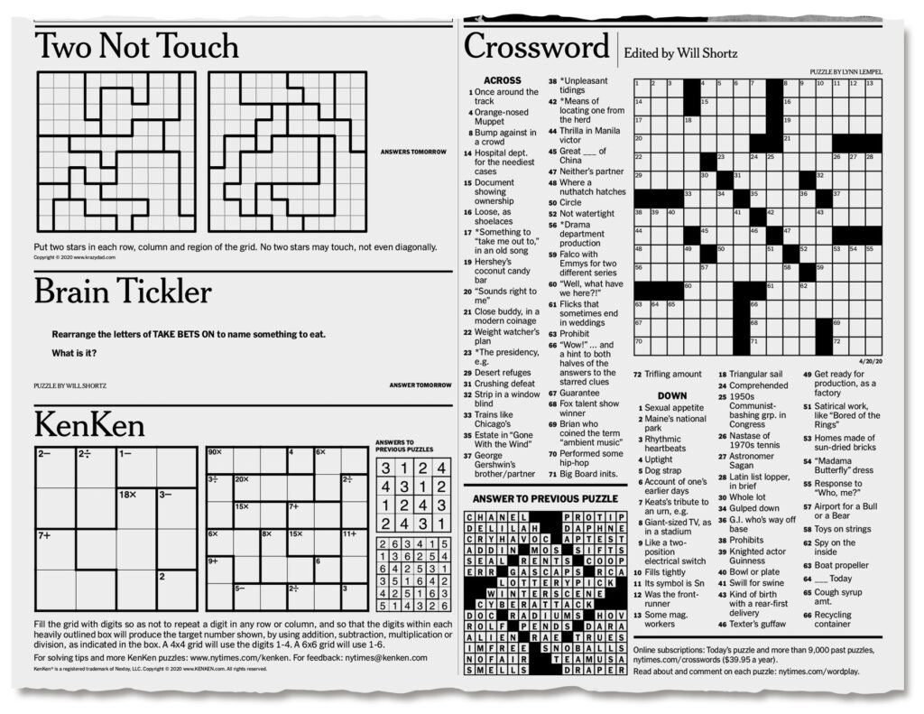 More Puzzles To Pass The Time The New York Times