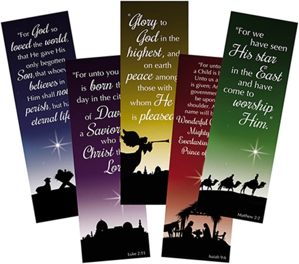 Nativity Scene Bookmarks With Bible Verse 6 Pack Of 100 Christmas Silhouette Amazon de Home Kitchen