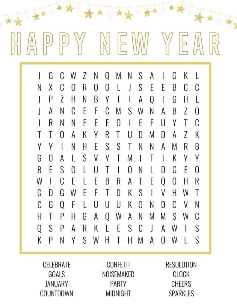 New Year s Eve Word Search Pretty Providence