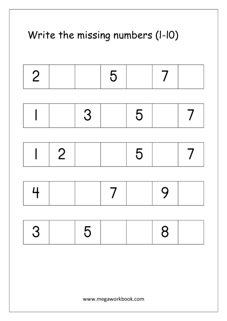 Ordering Numbers Worksheets Missing Numbers What Comes Before And After Number 1 10 1 20 1 50 1 100 Free Printables MegaWorkbook