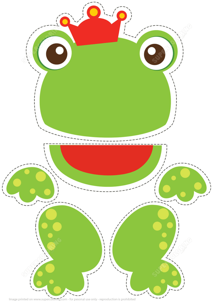 Paper Puppet Toy Frog The Prince To Cut Out Free Printable Papercraft Templates