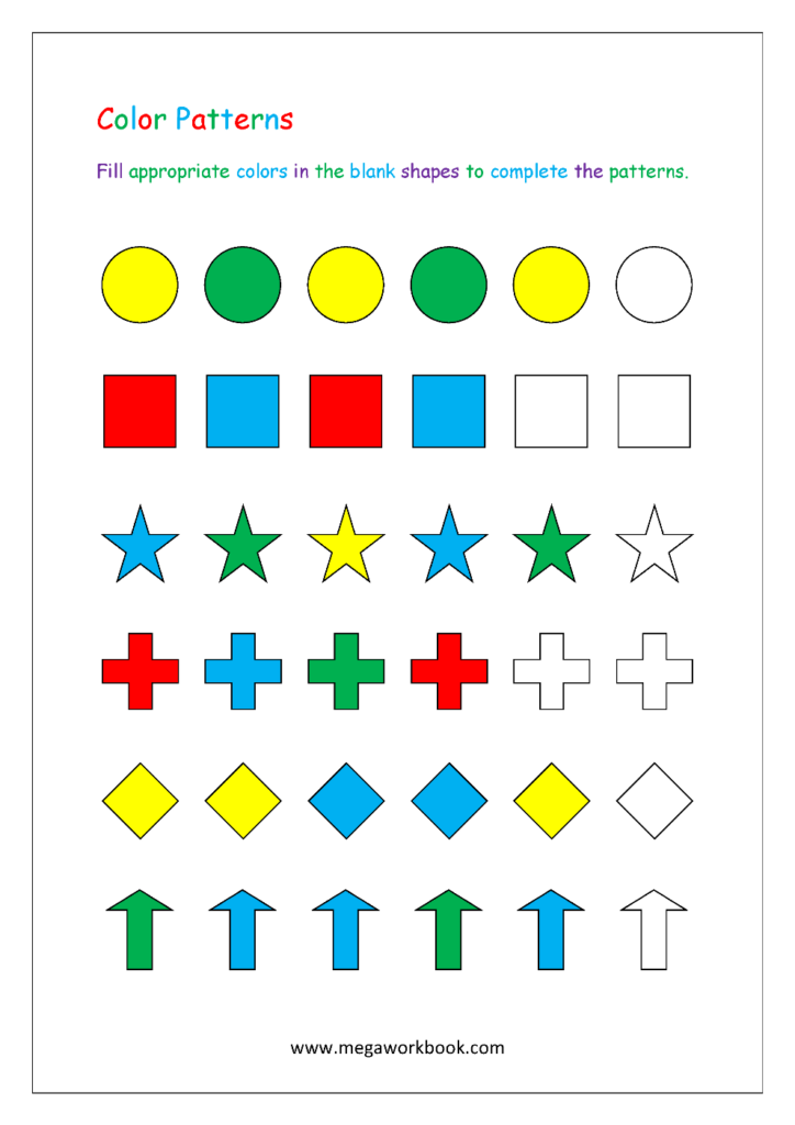 Patterns For Preschool Patterns For Kindergarten Pattern Worksheets For Preschool Pattern Worksheets For Kindergarten Kindergarten Pattern Worksheet MegaWorkbook