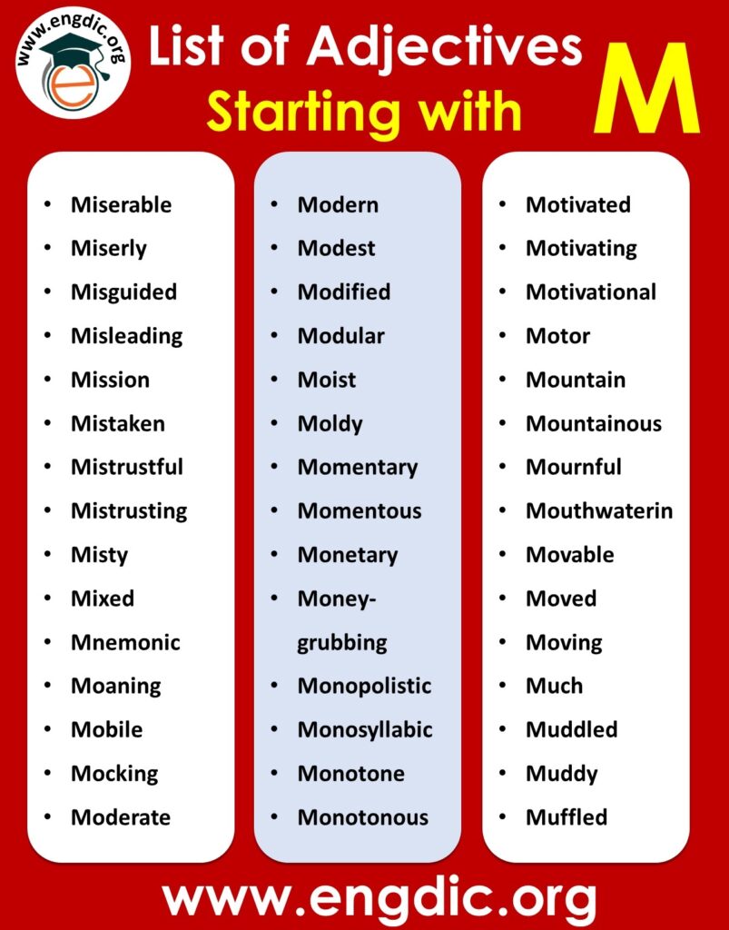 Positive Adjectives Starting With M Pdf List Of Adjectives That Start With M EngDic