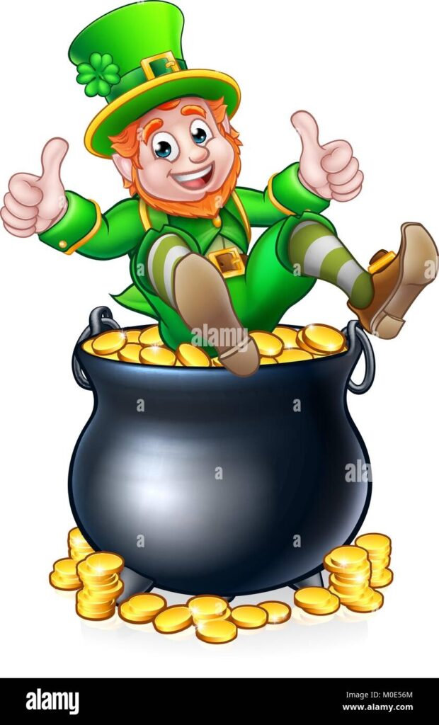 Pot Of Gold St Patricks Day Leprechaun Stock Vektorgrafik Alamy