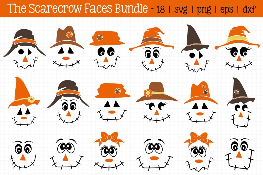 Scarecrow Faces Bundle By All About Svg TheHungryJPEG
