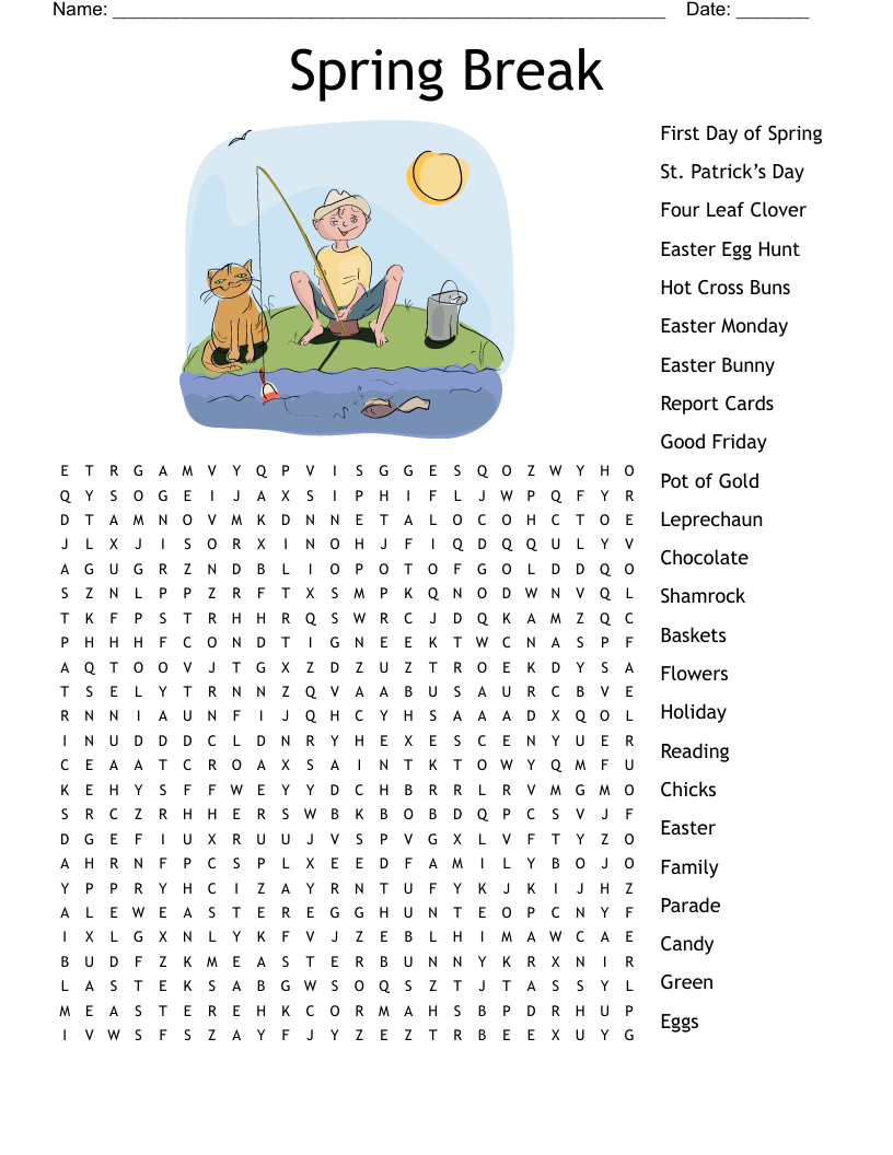 Spring Break Word Search Printable Free Printable Templates