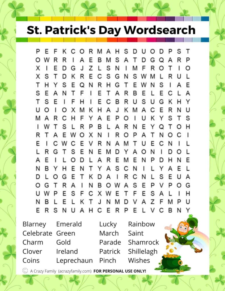 St Patricks Day Word Searches
