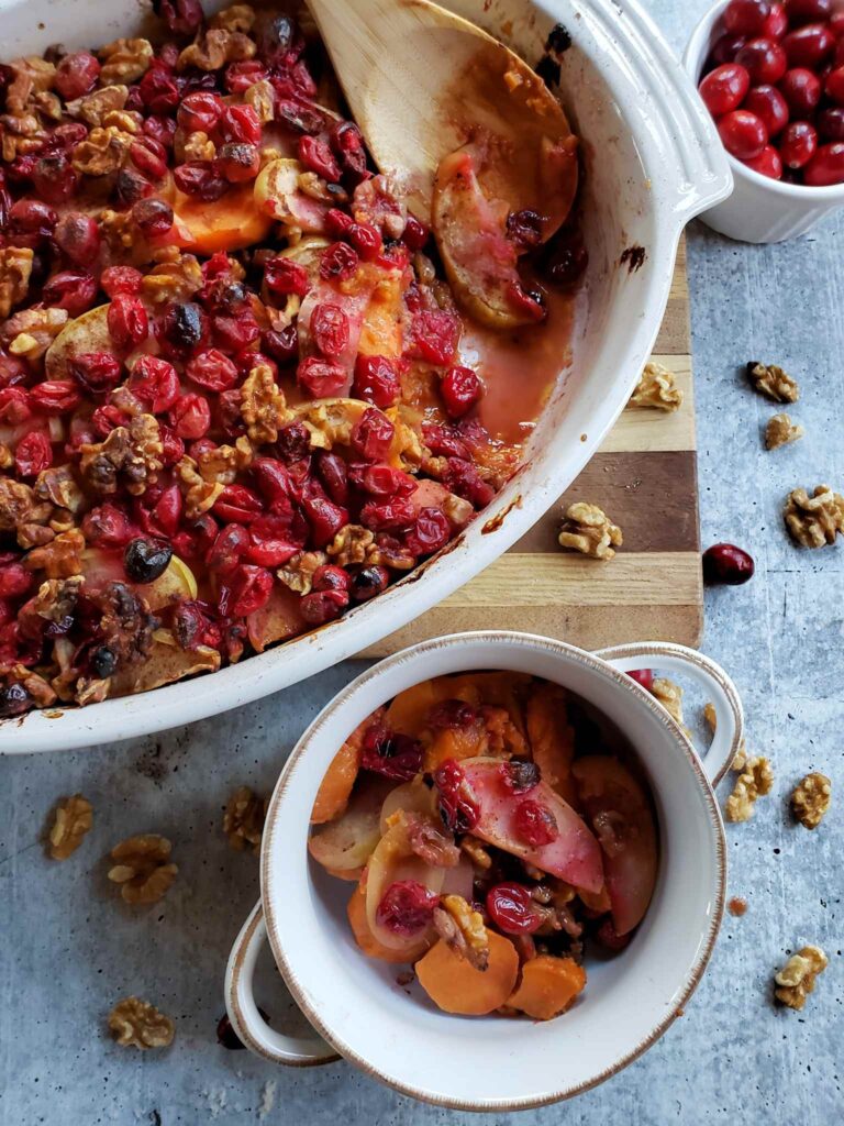 Sweet Potato Yam Apple Fresh Cranberry Bake With Walnuts Homestead And Chill