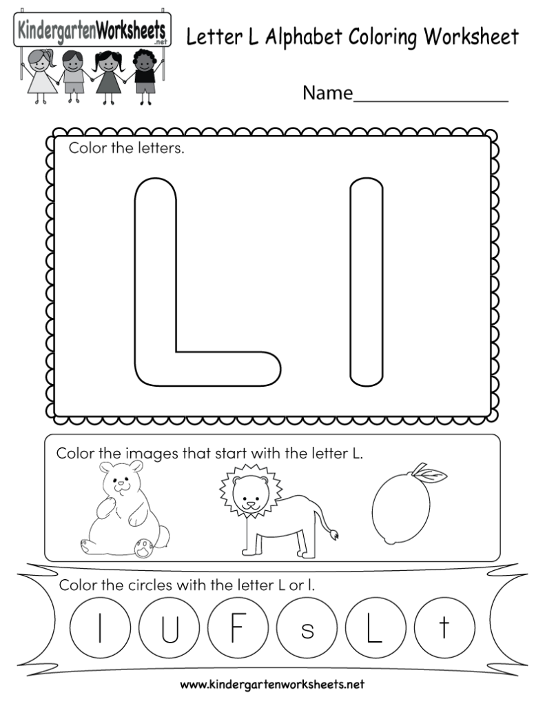 This Is A Cute Letter L Worksheet For Kindergarteners Kids Can Color The Let Free Kindergarten Worksheets Letter L Worksheets Alphabet Worksheets Kindergarten