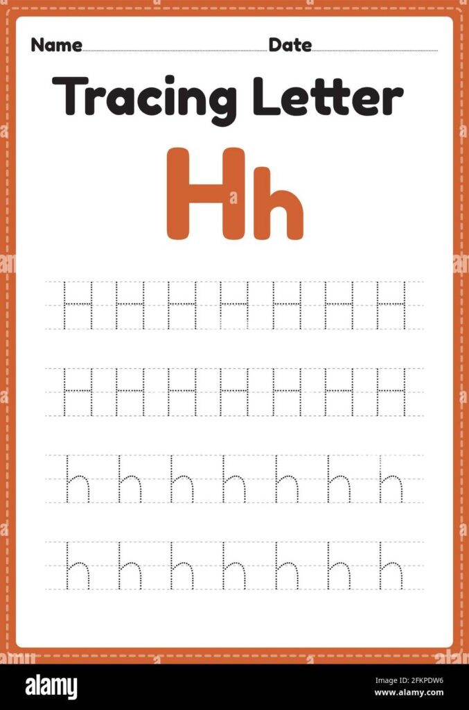 Tracing Letter H Alphabet Worksheet For Kindergarten And Preschool Kids For Handwriting Practice And Educational Activities In A Printable Page Illust Stock Vector Image Art Alamy