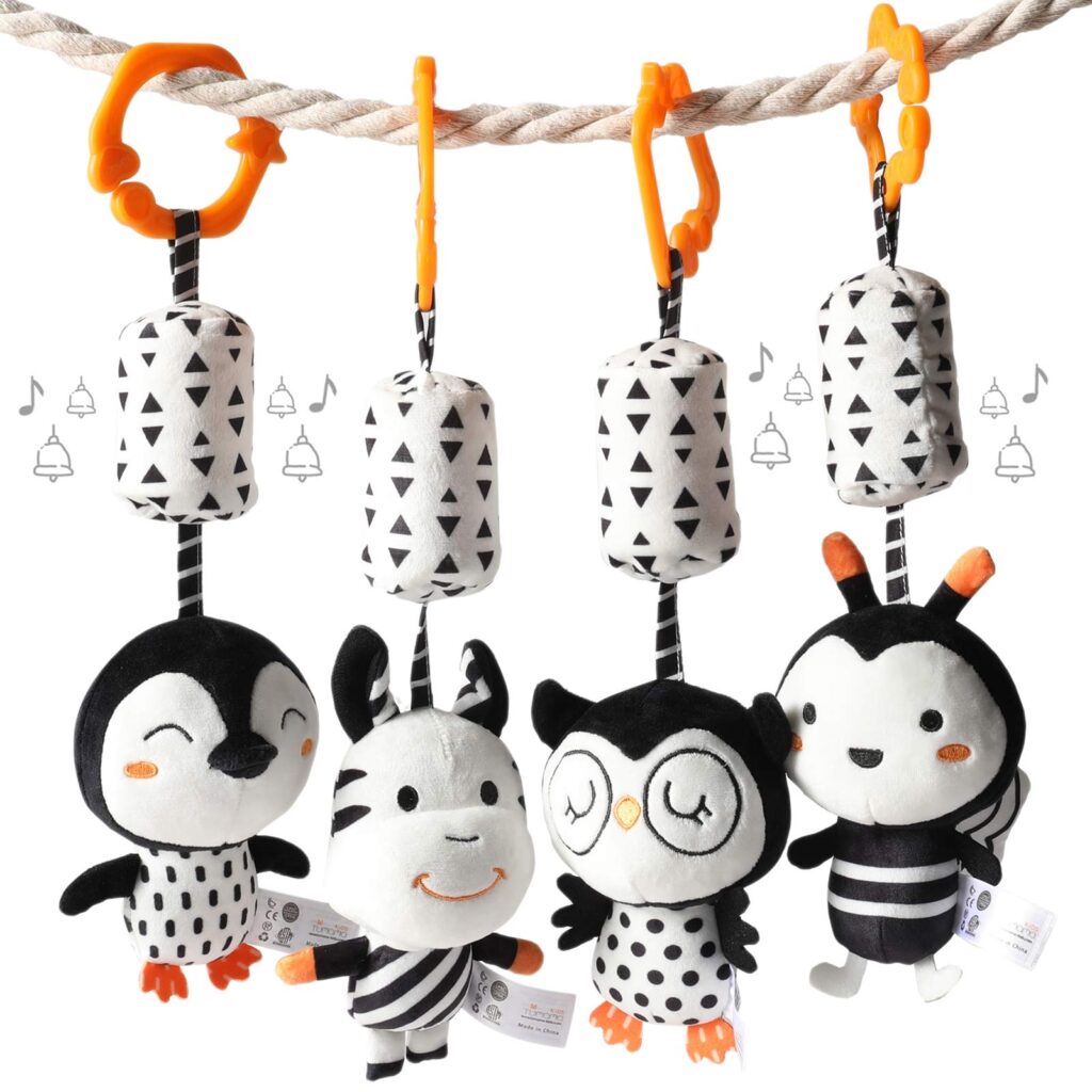 TUMAMA Black And White Baby Toys For 3 6 9 12 Months Plush Hanging Rattles And Wind Chimes For Boys And Girls Amazon au Toys Games