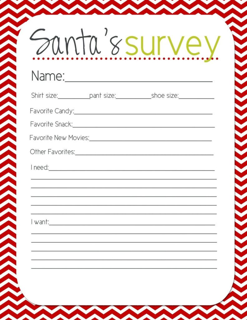 Using This For Everyone At Our House Santas Survey Free Printable Guest Post By Stefani Christmas Planning Secret Santa Templates Free Christmas Printables