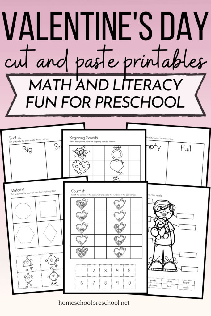 Valentine s Day Cut And Paste Worksheets For Preschool