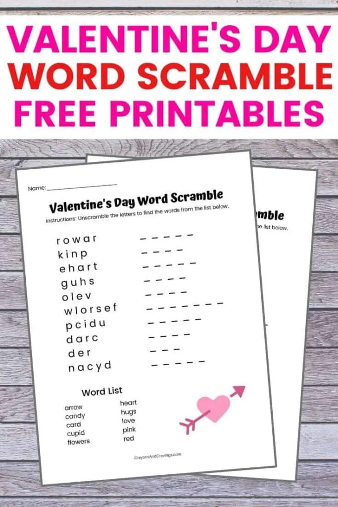 Valentine s Day Word Scramble FREE Printable With Answer Key