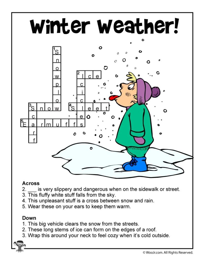 Winter Weather Crossword Puzzle Answer Key Woo Jr Kids Activities Children s Publishing