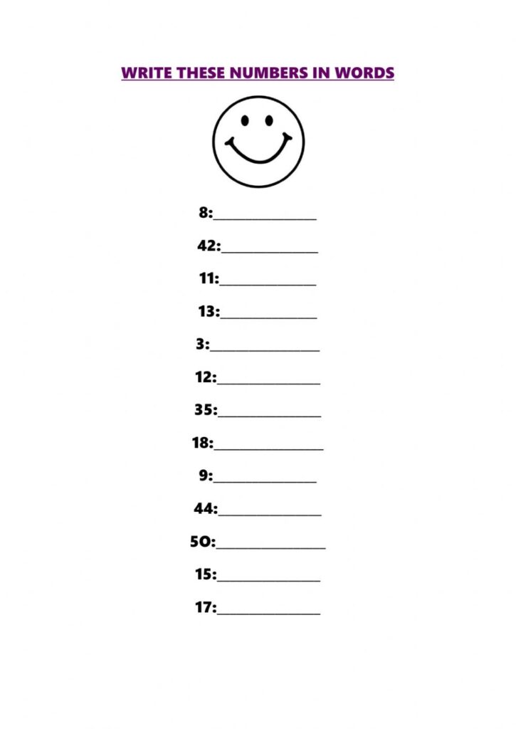 Write In Words Interactive Worksheet