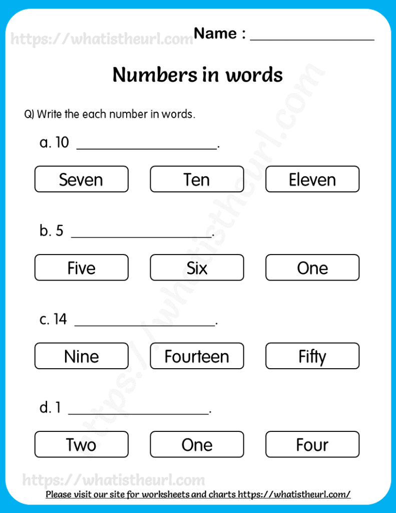 Write The Number In Words Worksheet For Grade 1 Your Home Teacher