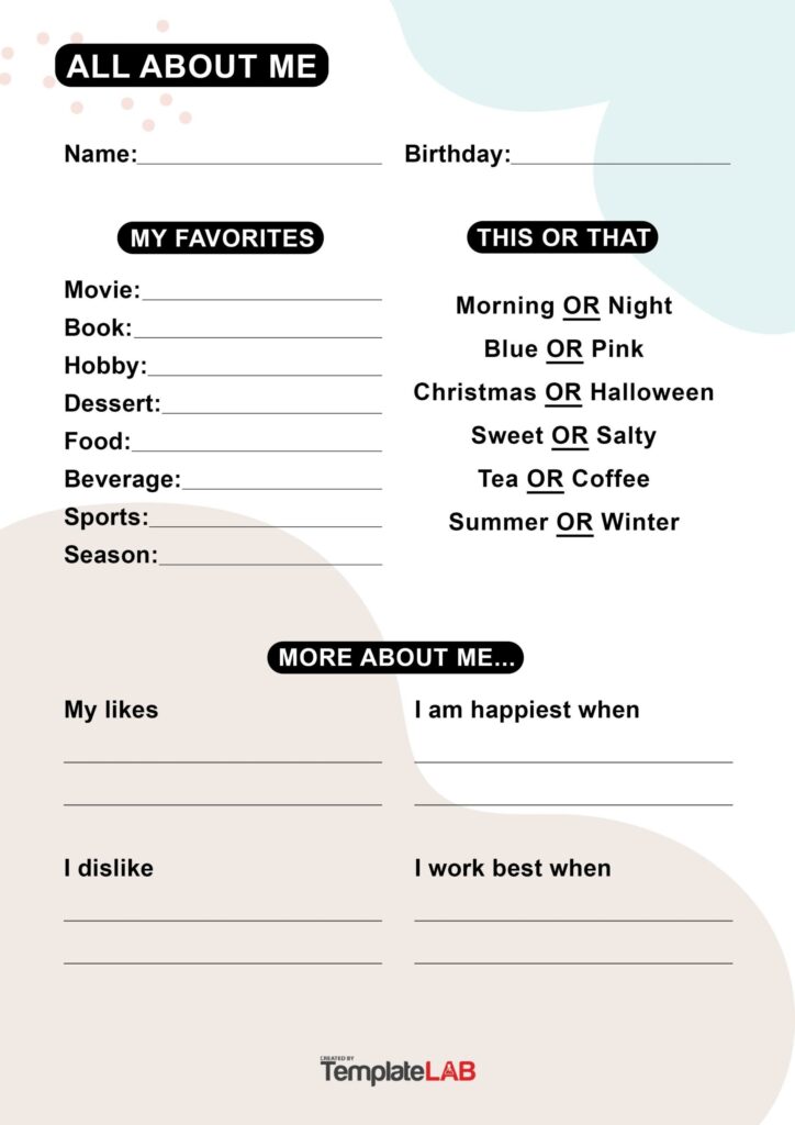 19 Printable All About Me Templates FREE TemplateLab