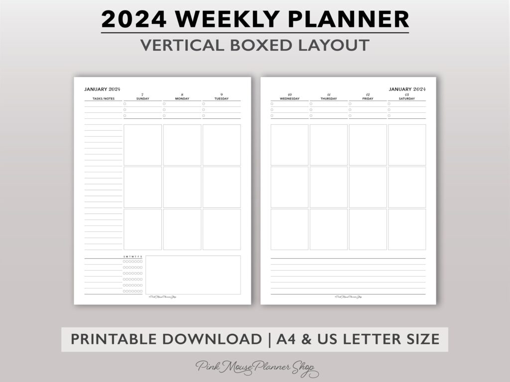 2024 Vertical Weekly Planner Printable 2024 Planner Template Big Week On 2 Page Planner Insert For Letter A4 Discbound Or Ring Binders Etsy