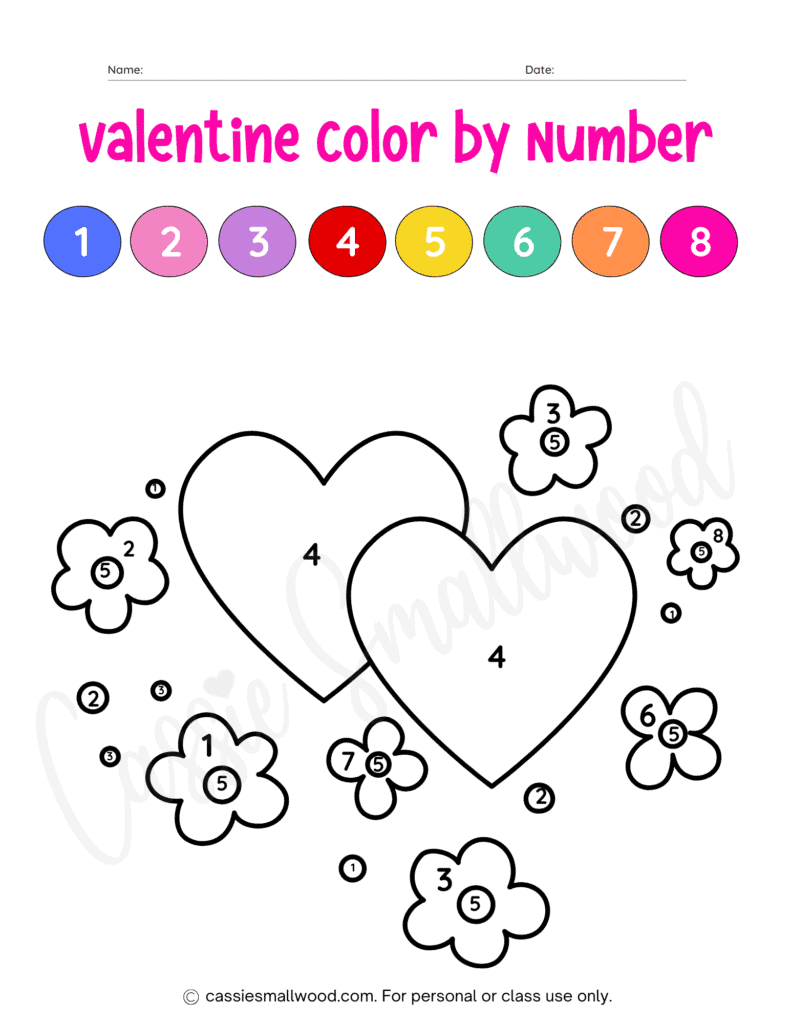 Valentines Color By Number Free