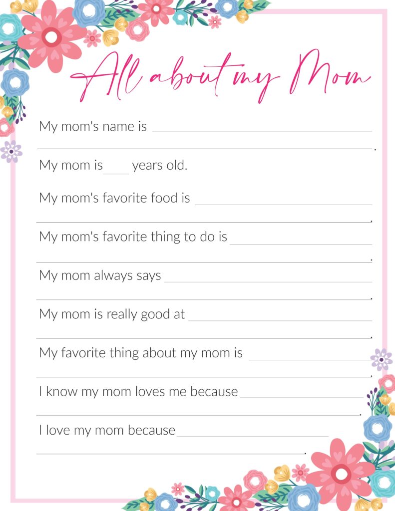 3 Free All About My Mom Printables