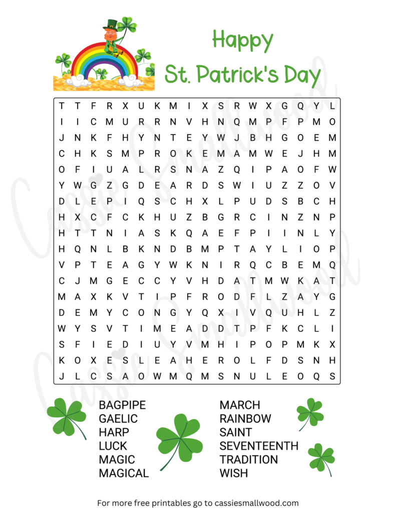 6 Fun St Patrick s Day Word Search Worksheets Cassie Smallwood