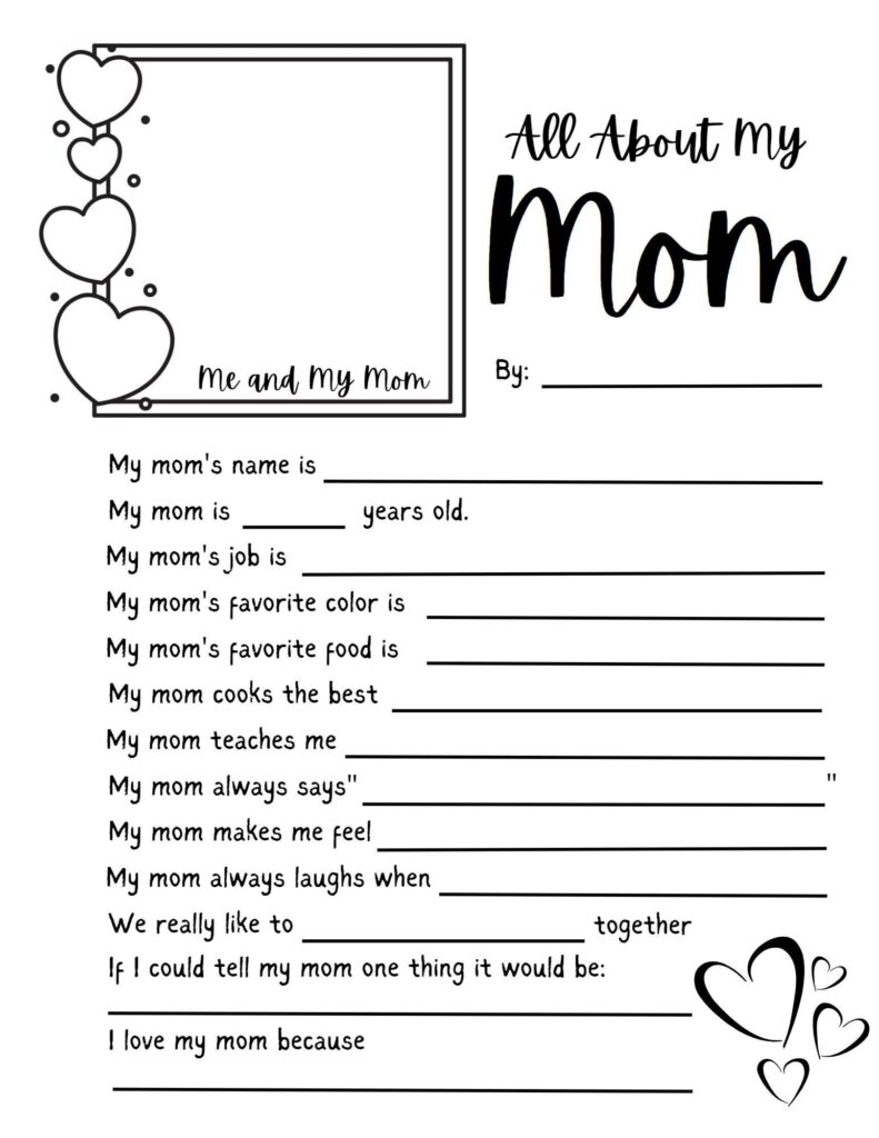 All About My Mom Questionnaire Mother s Day Craft Mother s Day Worksheet Gift For Mom From Kids Mother s Day Gift Grandma And Aunt Etsy