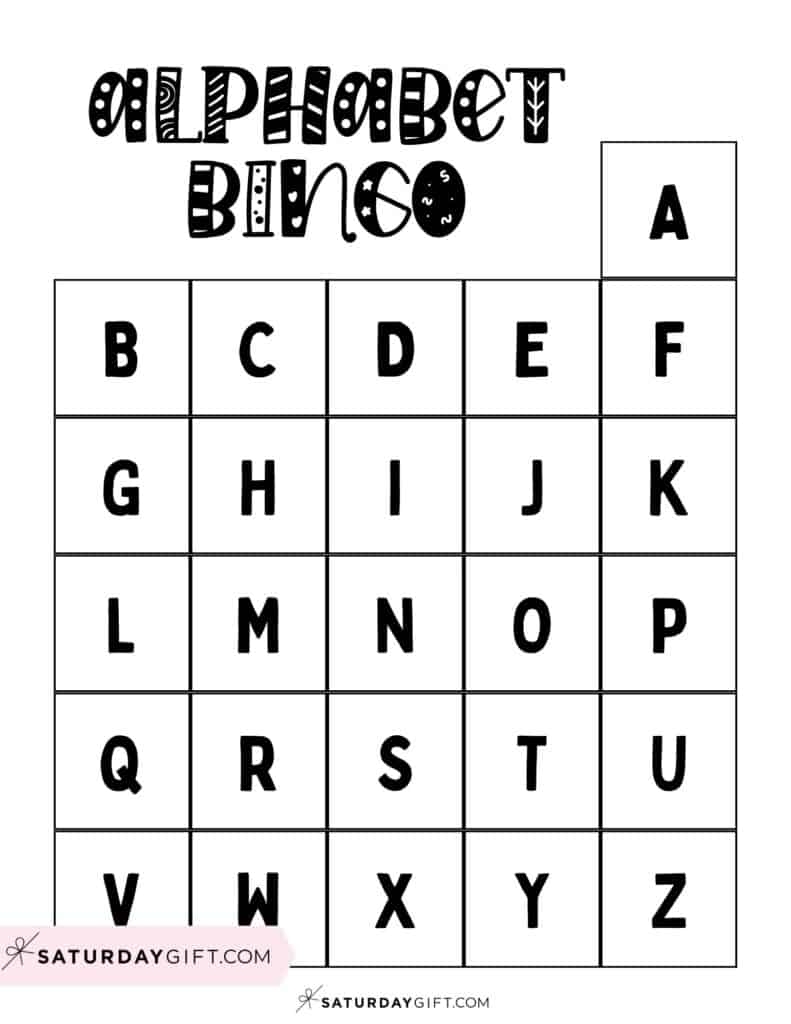 Alphabet Bingo Printable Cute Free ABC Bingo Cards SaturdayGift