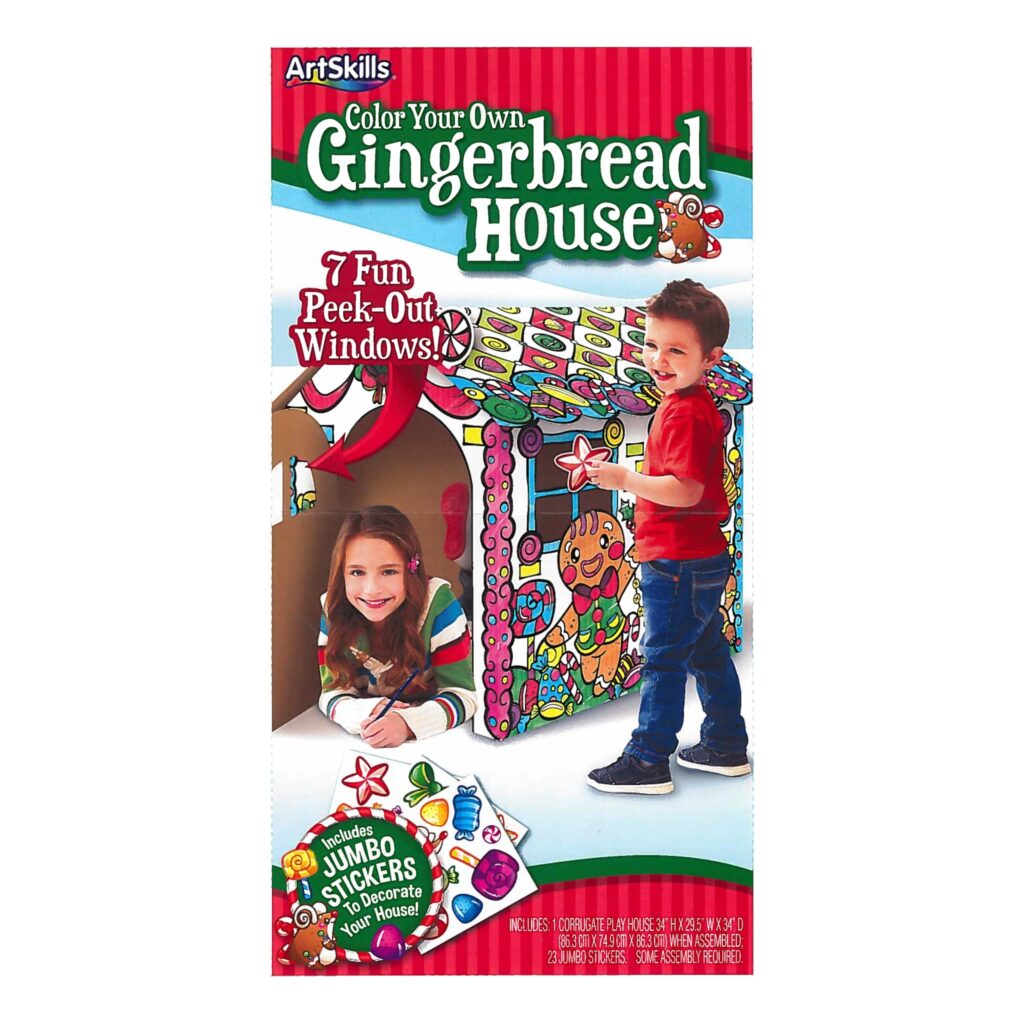 Amazon ArtSkills Color Your Own Cardboard Gingerbread House Life Size Gingerbread Playhouse For Kids Christmas Arts And Crafts Activity Toys Games