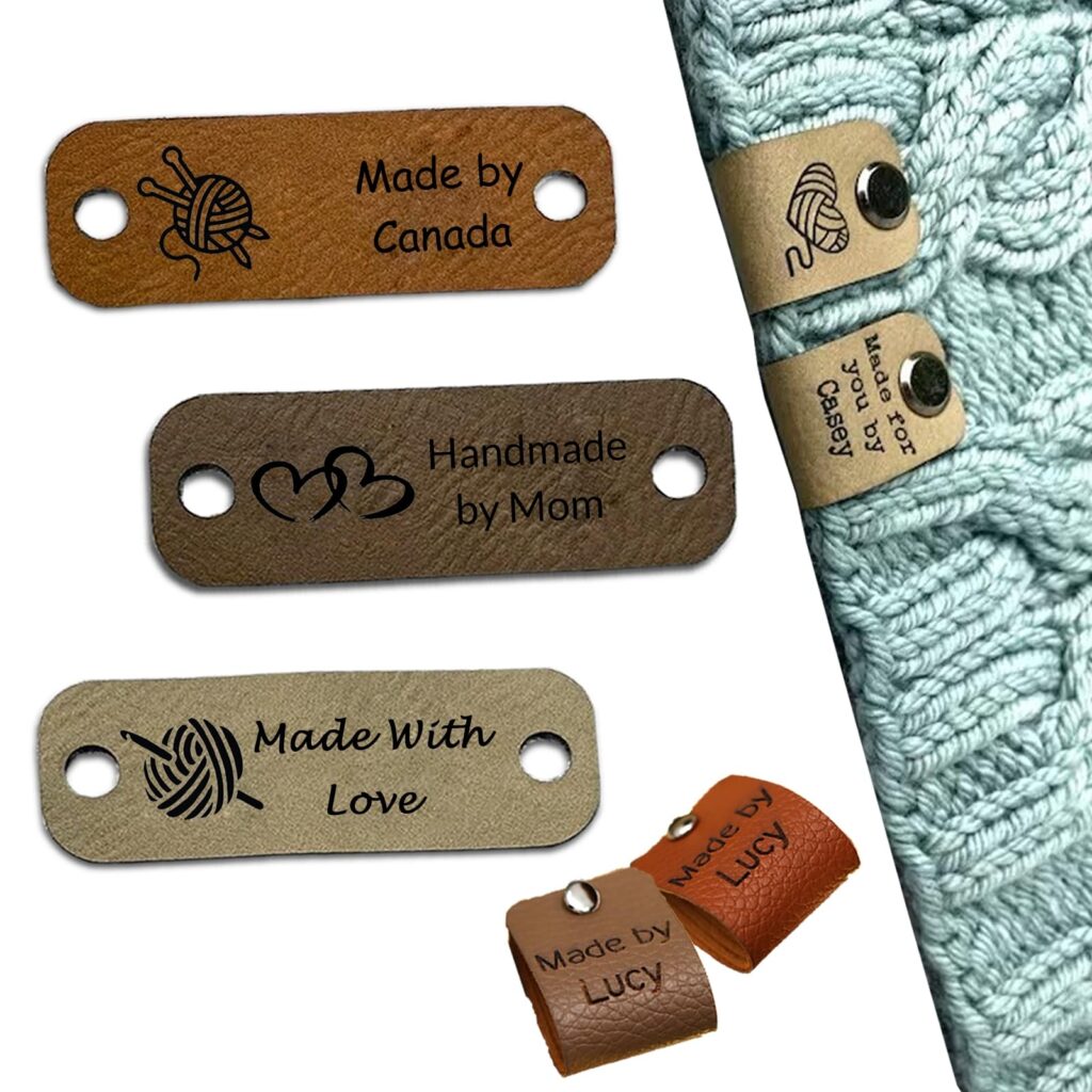 Amazon Custom Handmade Leather Tags For Crochet And Knits Items With Rivets 2 5 0 8in Crochet Knitting Accessories Embellishment Knit DIY Craft Supplies Crochet Tags Gifts Style 2 