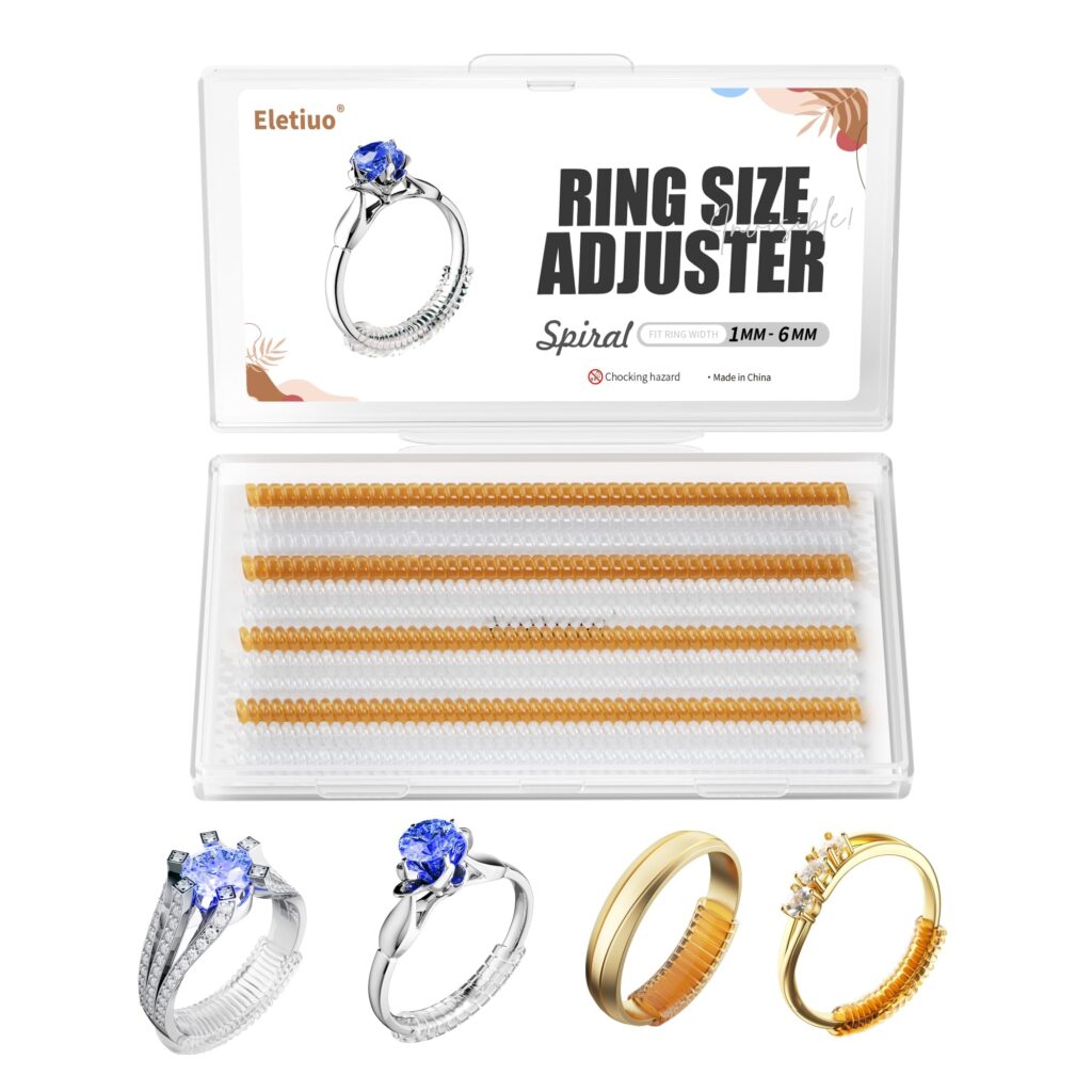 Amazon Invisible Ring Size Adjuster Set For Loose Rings Ring Guards To Make Ring Smaller Transparent And Golden Silicone Spiral Jewelry Tightener Resizer 12Pack 4 Sizes Round Flat Fit Almost Any Ring Arts 