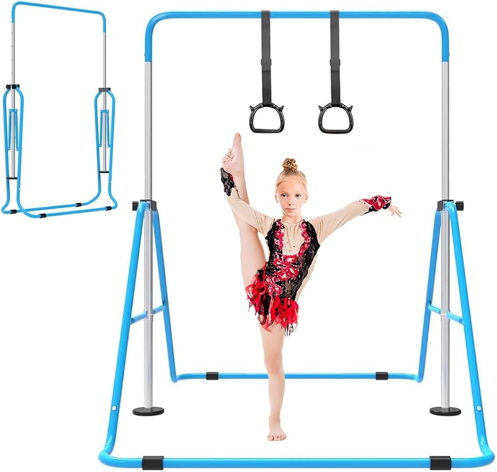 Amazon ZUETK Expandable Gymnastics Bar For Kids Adjustable Height Junior Training Kip Bar Folding Gymnastic Horizontal Bars Monkey Bar Home Gym Equipment For Kid Gymnasts Child Girl Boy Sports 