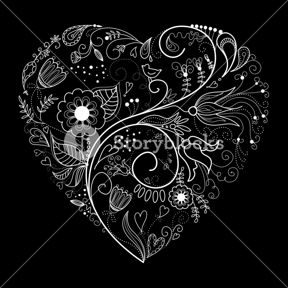 Black And White Valentine Heart Illustration Royalty Free Stock Image Storyblocks