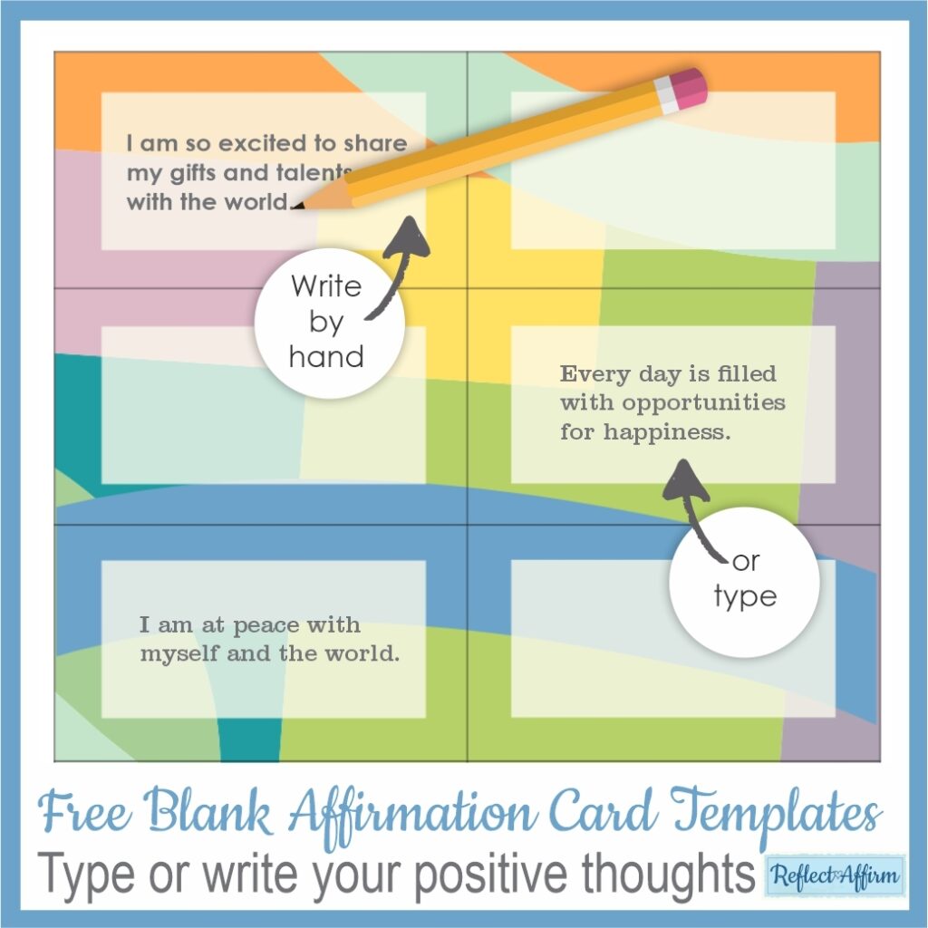 Blank Affirmation Card Templates Free Printable Reflect Affirm