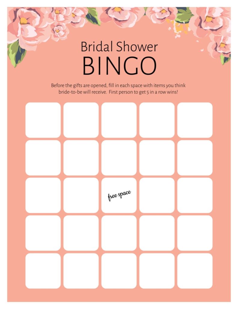 Bridal Shower Bingo Free Printable