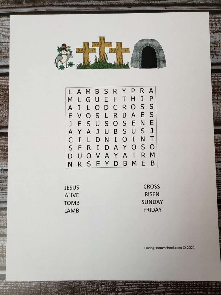 Christian Easter Word Search LovingHomeschool