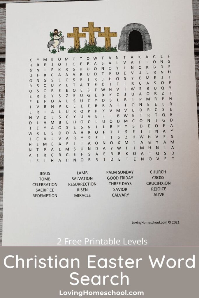 Christian Easter Word Search LovingHomeschool