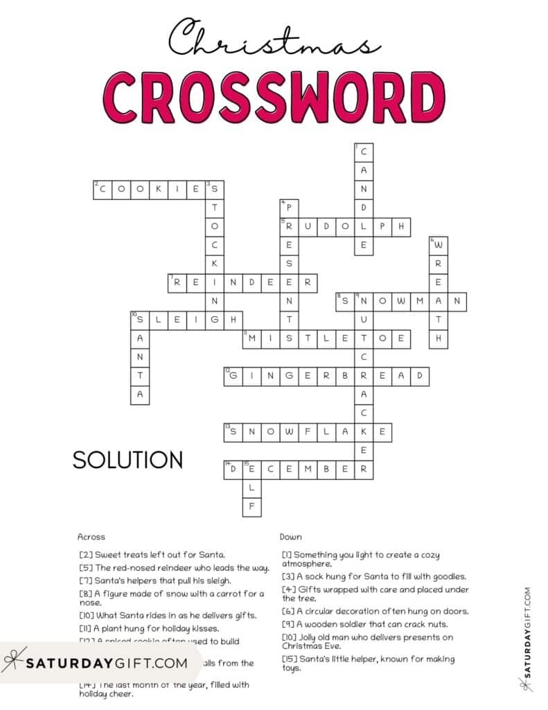 Holiday Crossword Puzzles With Answers