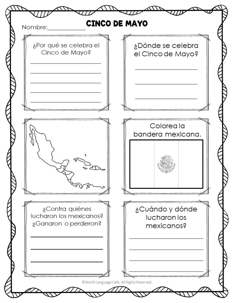 Cinco De Mayo Spanish Activities Secondary Spanish Space