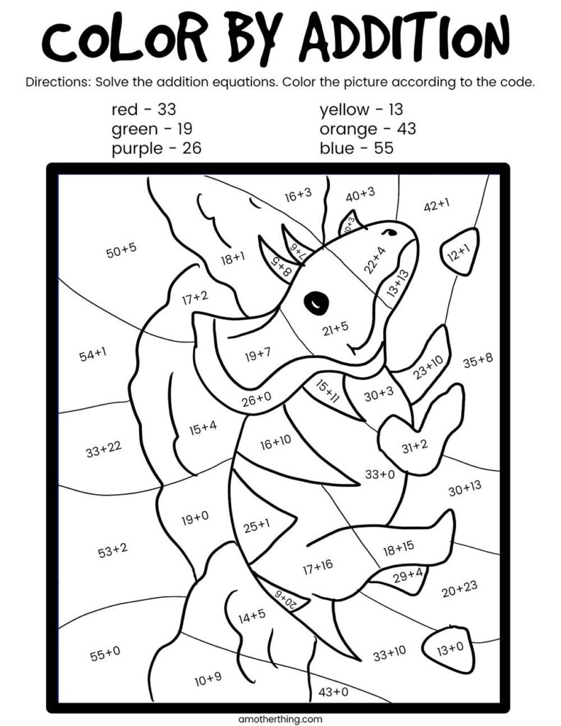 Dinosaur Color By Number Printables