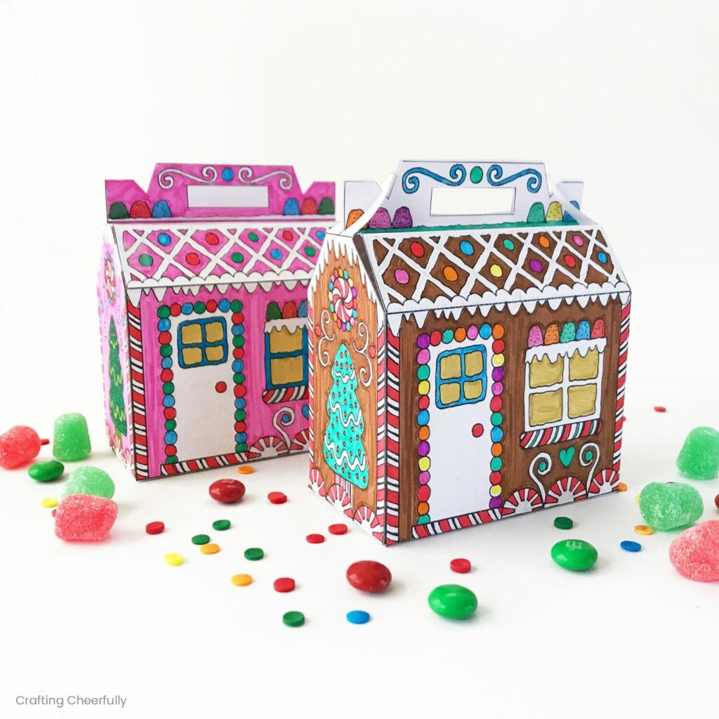 Color Your Own Gingerbread House Treat Box Crafting Cheerfully