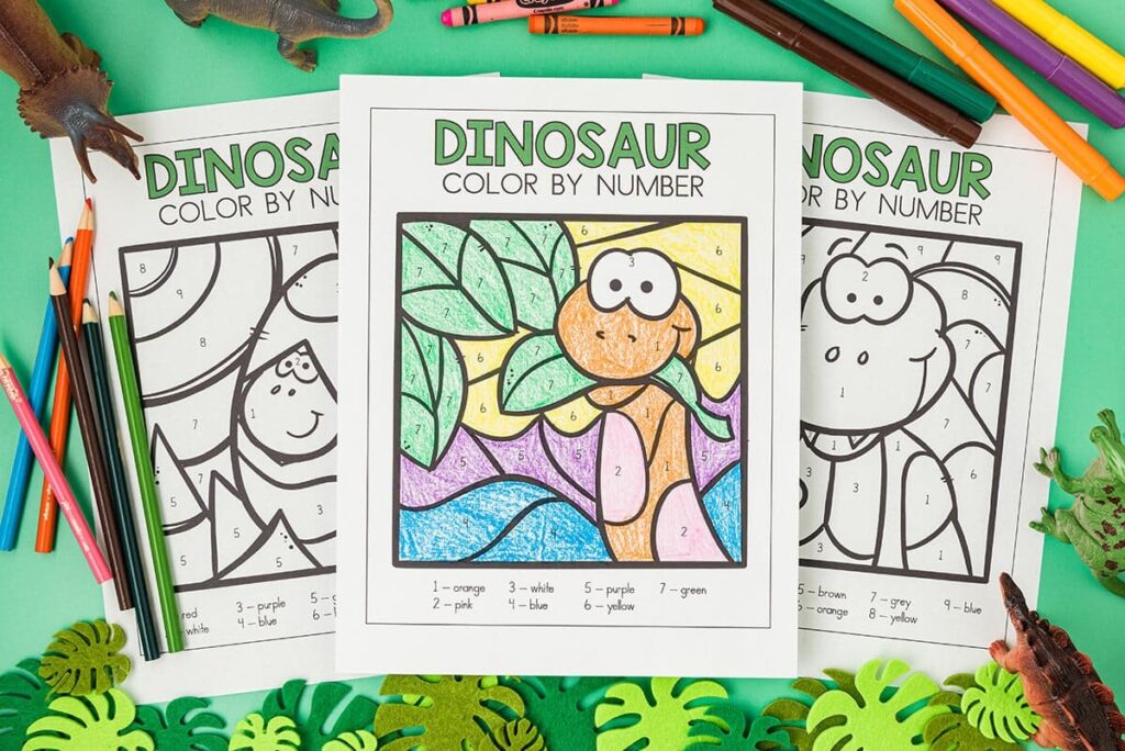 Dinosaur Paint By Numbers Printable