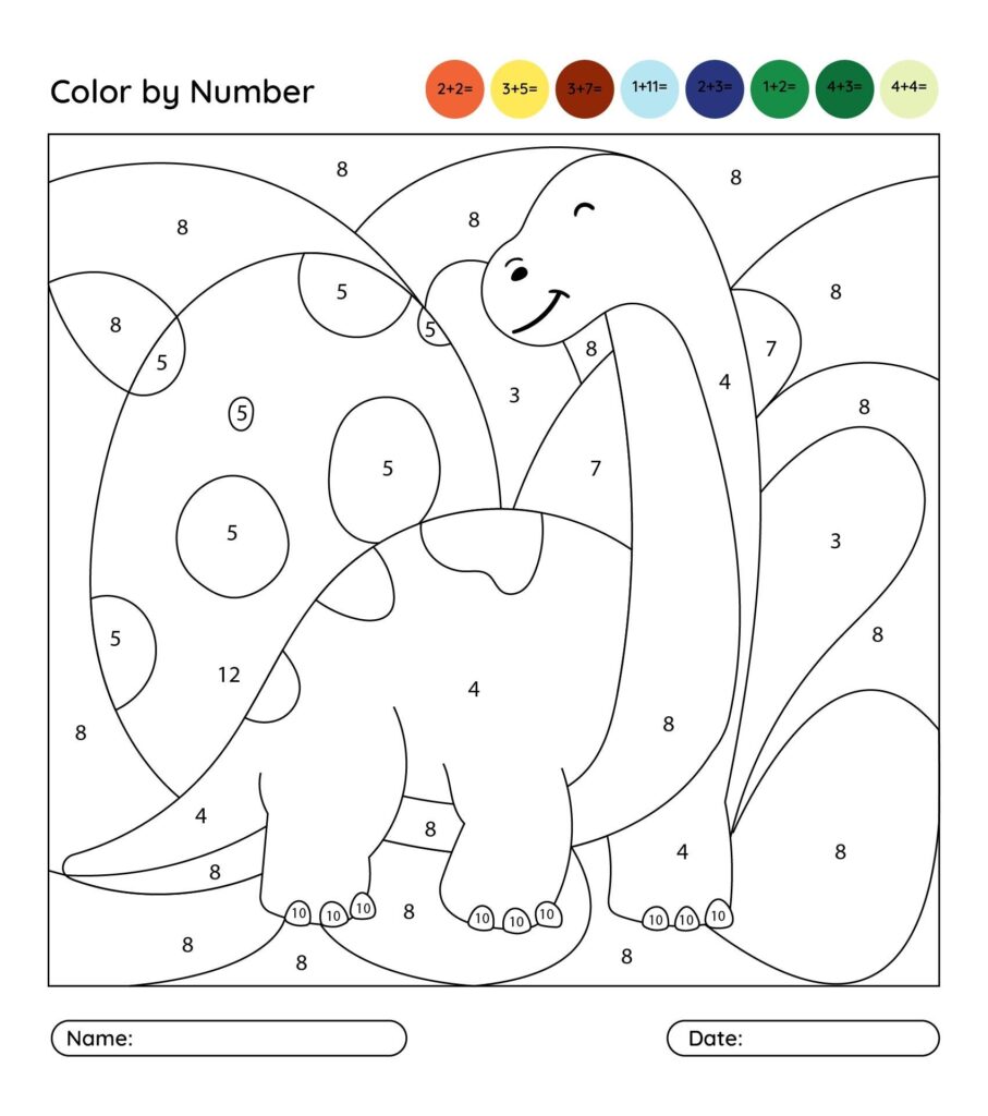 Dinosaur Color By Numbers 10 Free PDF Printables Printablee