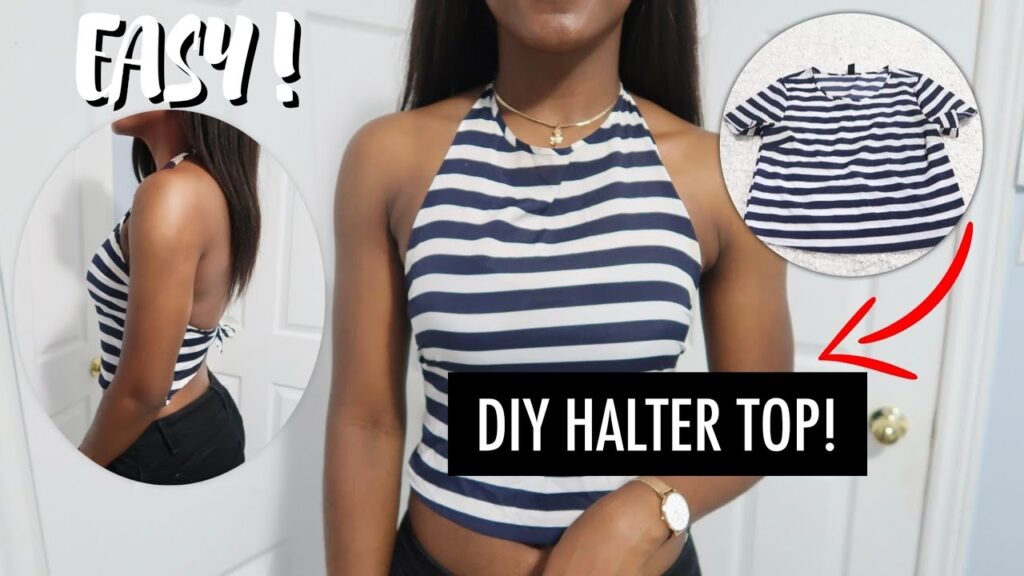 DIY HALTER TOP FROM A T SHIRT EASY YouTube